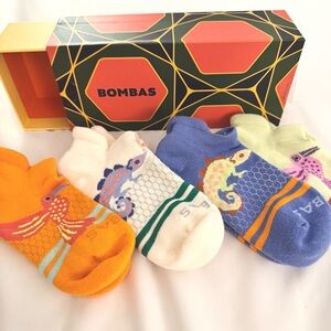 🏷️ Bombas Youth Rainforest Friends Ankle Sock 4-Pack w/Gift Box